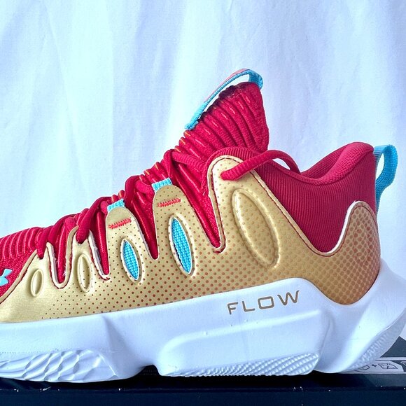 New Under Armour Flow Breakthru 4 ASG Red, Gold & White Sneakers, Size 9! - Picture 9 of 15